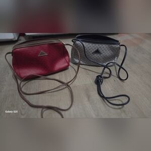 Liz Claiborne Red and Gray Crossbody Pair with Triangle Logo